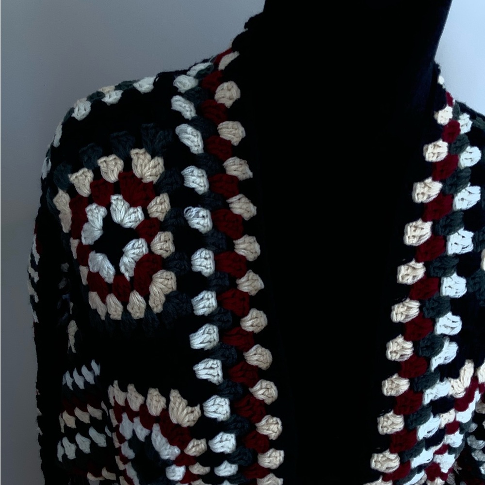 Saachi Cardigan Crochet Duster Knit Holiday Colors One Size NWT - Picture 5 of 9